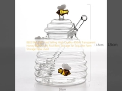  Hot Selling High Quality 450ml Transparent Honey Pot Stirring Rod Bees Storage Jar