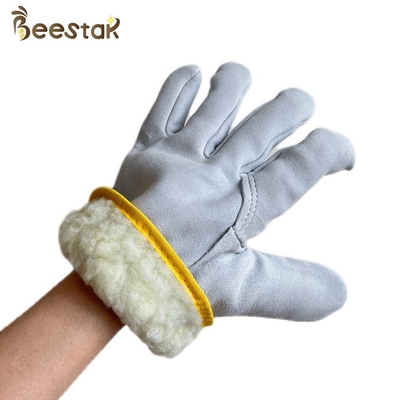 Buy Durable White Thick Sheepskin Bee Gloves Beekeeping In Winter Warm Beekeepers online manufacture