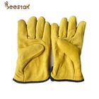 Thick Fleece Suede Sheepskin Winter Beekeeping Gloves Yellow For Beekeeper