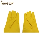 Yellow PU Gloves For Beekeeping with white cloth sleeve Beekeeping safety gloves with long cuff