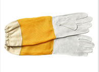 High quality white sheepskin beekeeping gloves with yellow soft ventilated