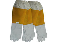 White Sheepskin Beekeeping Gloves with Ventilated Yellow Gridding Proof