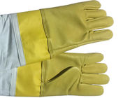 #13 Yellow  Goat Skin  And Smoothy Leather Wrist Protector  And White Cloth Sleeve   Bee Glove