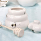 china Honey Pot And Spoon Ceramic White Honey Pot with Lid