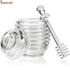 Two Types Transparent Bee Honey Pot and Spoon With Stirring Rod Crystal Mini Honey Jar