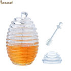 Two Types Transparent Bee Honey Pot and Spoon With Stirring Rod Crystal Mini Honey Jar