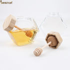 220ML Glass Jam Sauce Clear Honey Jar Hexagon Glass Honey Bottles
