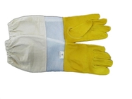 Yellow Sheepskin Gloves For Beekeeping With White Ventilated Wrist White Cloth Sleeve