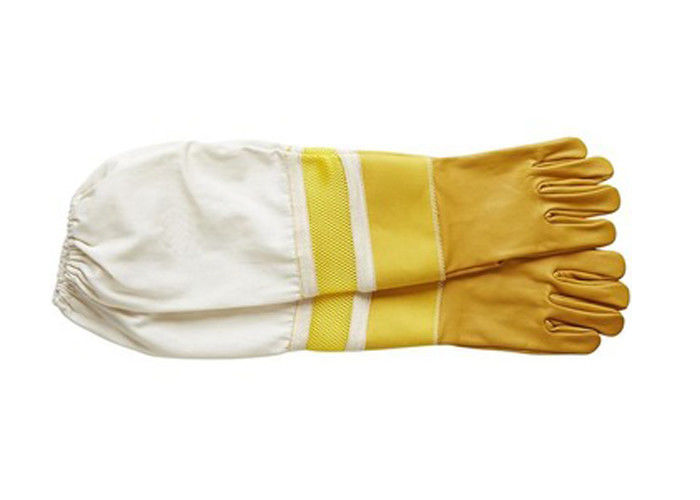 #24,  Goat skin bee glove + leather wrist protector + Half  Ventilated +canvas cuff