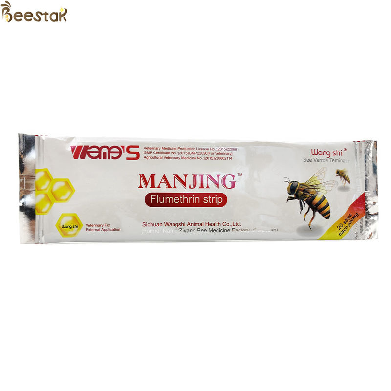 20 Strips per Bag Wangshi Bee Medicine/MANJING Fluvalinate Strip Varroa Mite Treatment for Bees