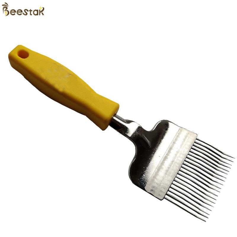 Durable Yellow Hive Tools stainless steel Honey Uncapping fork with plastic handle
