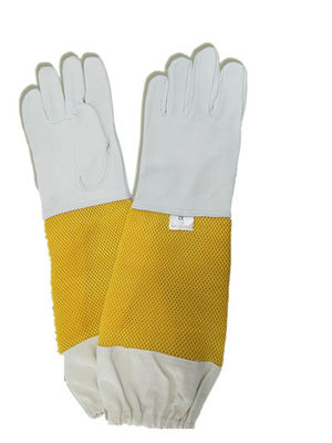 Professional Grade White Sheepskin Gloves for Beekeeping with Ventilated Cuff 470mm to 500mm Length