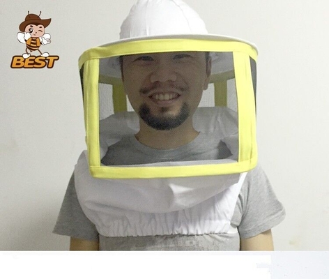 Soft and Solid White Square Bee Veil and Round Hat for Comfortable and Breathable Beekeeping Outfits